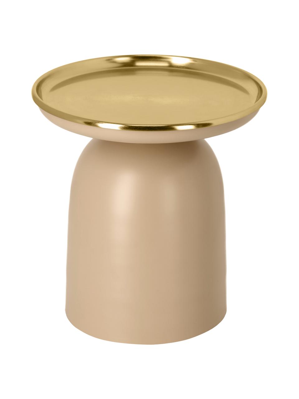 Okrągły stolik pomocniczy Neiva, Metal powlekany, Różowobeżowy, odcienie złotego, Ø 38 x W 39 cm