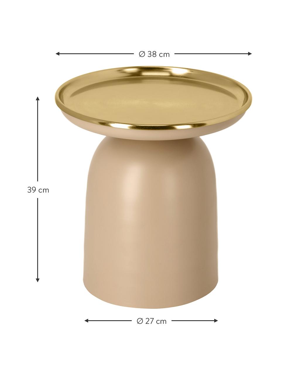 Ronde bijzettafel Neiva in rozebeige, Gecoat metaal, Rozebeige, goudkleurig, Ø 38 x H 39 cm