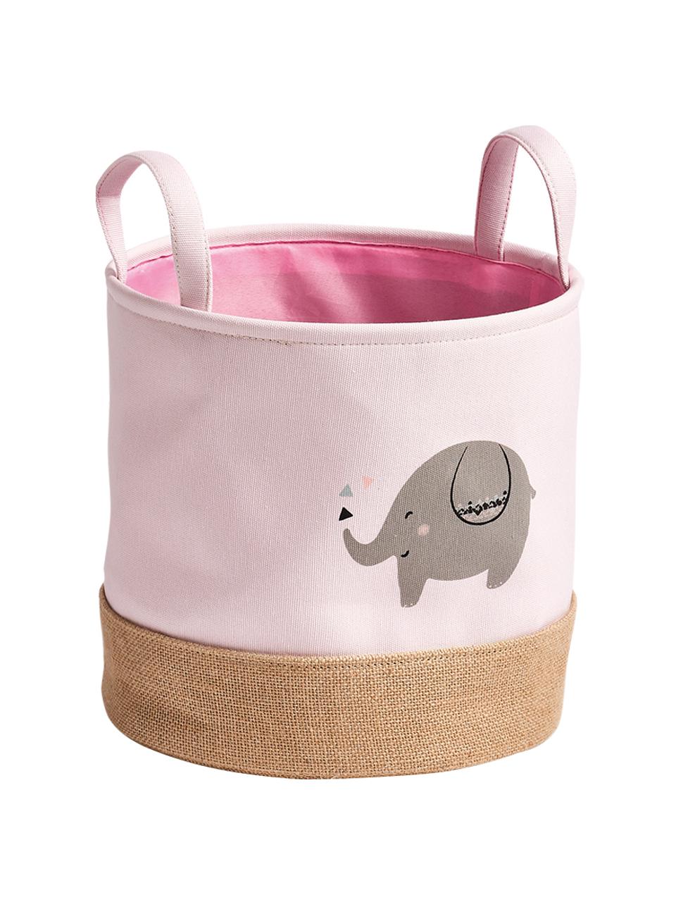 Kosz do przechowywania Elefant, Poliester, juta, Blady różowy, szary, beżowy, Ø 30 x W 29 cm