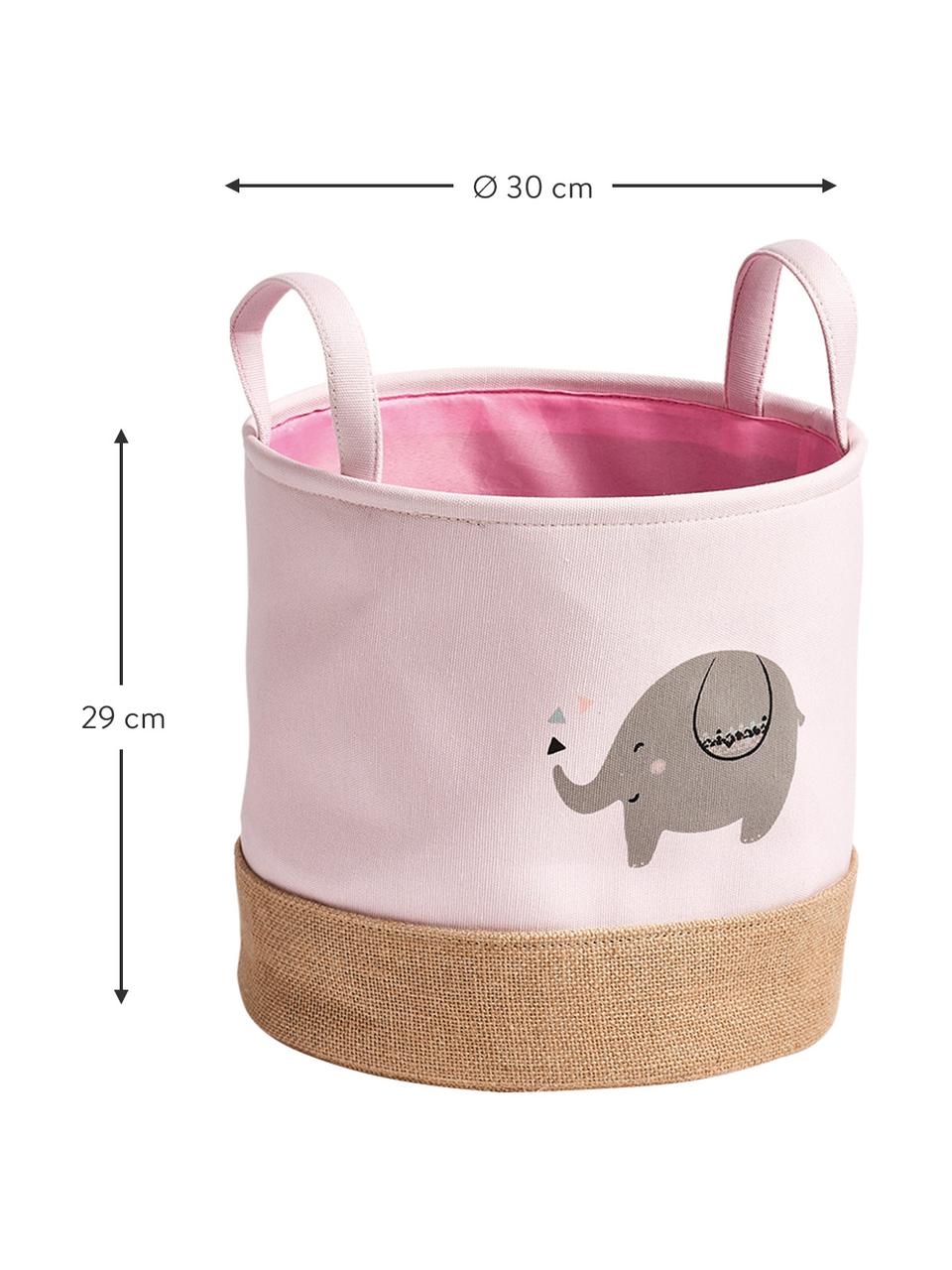 Cesta Elefant, Poliéster, yute, Rosa, gris, beige, Ø 30 x Al 29 cm