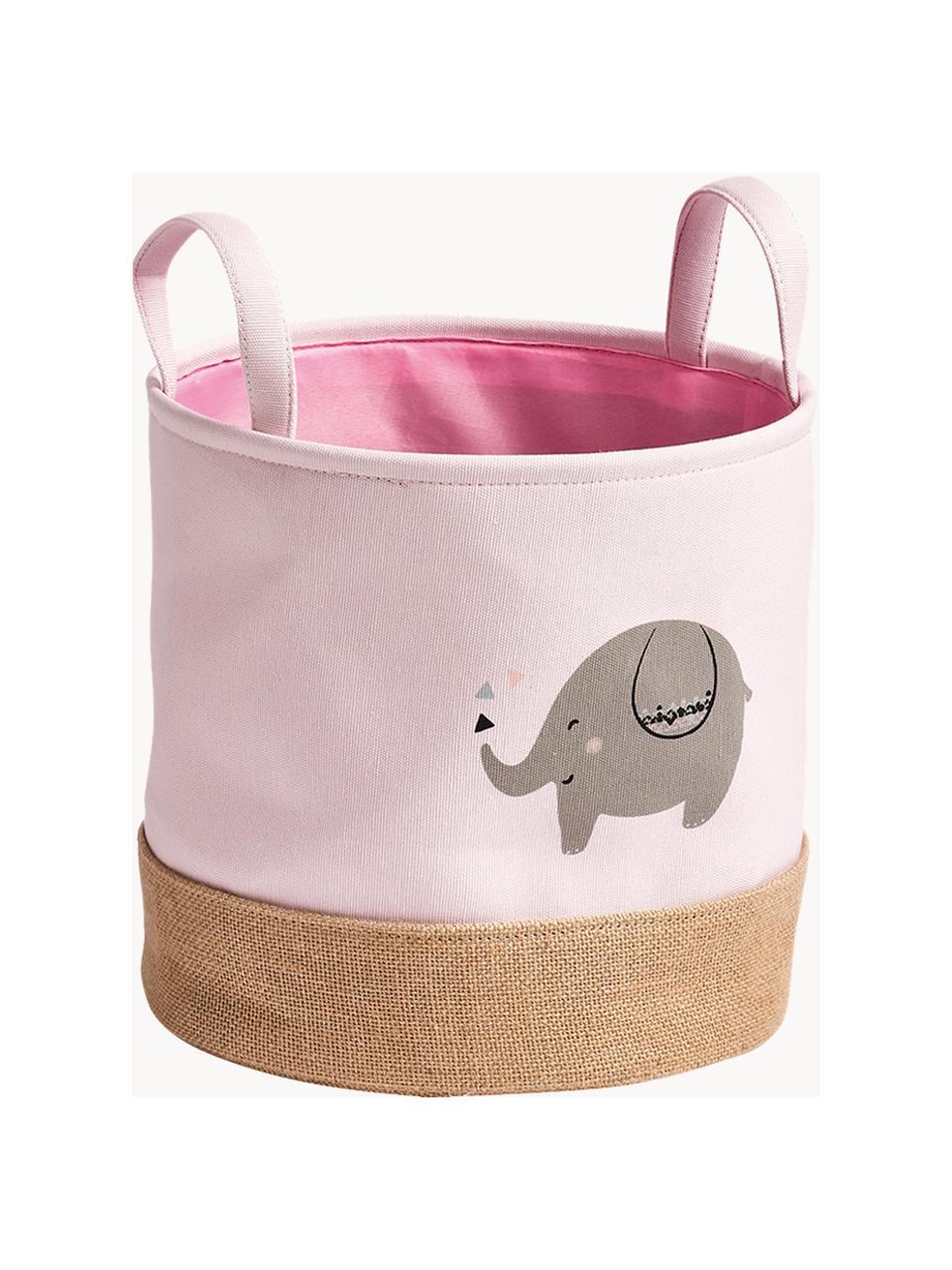 Skladovací koš Elefant, Polyester, juta, Odstíny růžové, šedá, béžová, Ø 30 cm, V 29 cm