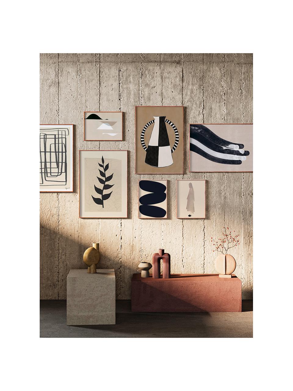 Set 7 poster con cornice Artwall no. 15, Cornice: legno di pino, Tonalità beige e nere, Set in varie misure