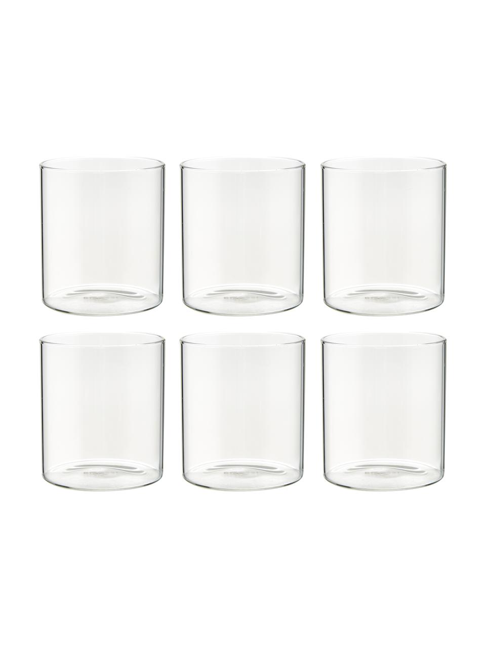 Bicchiere acqua in vetro borosilicato Boro 6 pz, Vetro borosilicato, Trasparente, Ø 8 x Alt. 9 cm, 250 ml