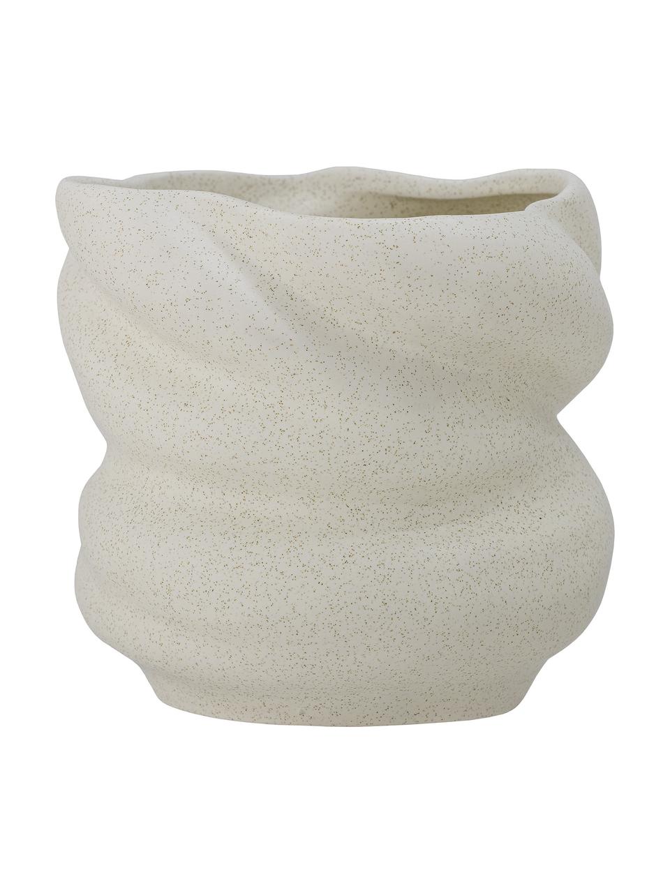 Macetero de gres con forma orgánica Orana, Gres, Blanco crudo, Ø 20 x Al 18 cm