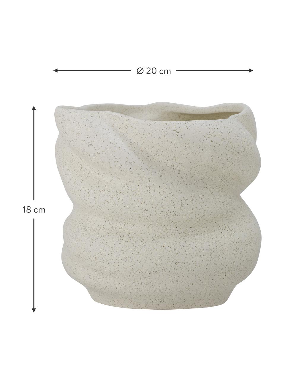 Macetero de gres con forma orgánica Orana, Gres, Blanco crudo, Ø 20 x Al 18 cm