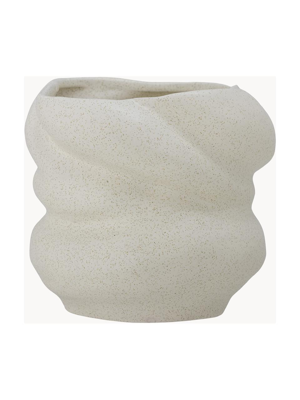 Cache-pot de forme organique Orana, Grès cérame, Blanc cassé, Ø 20 x haut. 18 cm