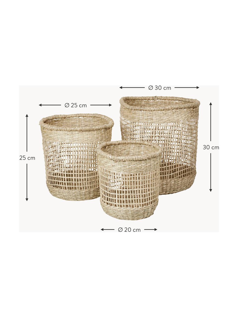 Set 3 cesti fatti a mano Zues, Alga marina, Beige, Set in varie misure