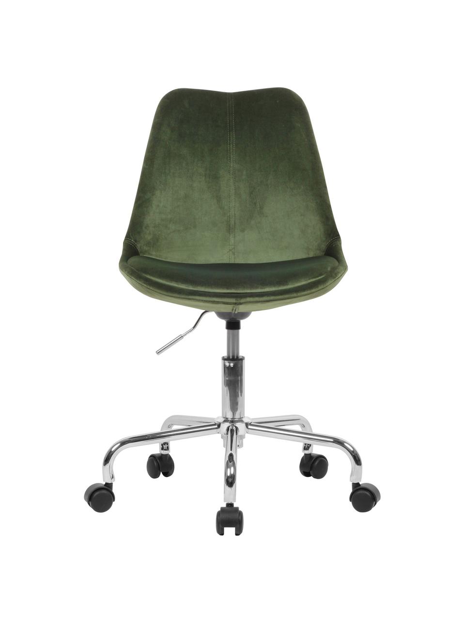 Sametová otočná kancelářská židle Lenka, výškově nastavitelná, Zelená, Š 65 cm, H 56 cm