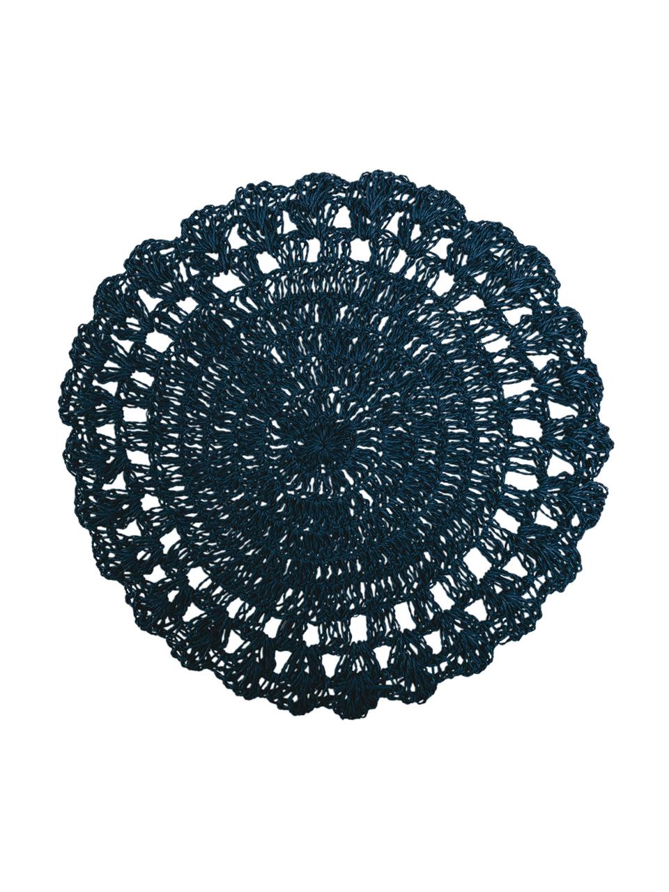 Set de table rond en fibre de papier Oceanic, 6 élém., Fibres de papier, Blanc, tons bleus, Ø 38 cm