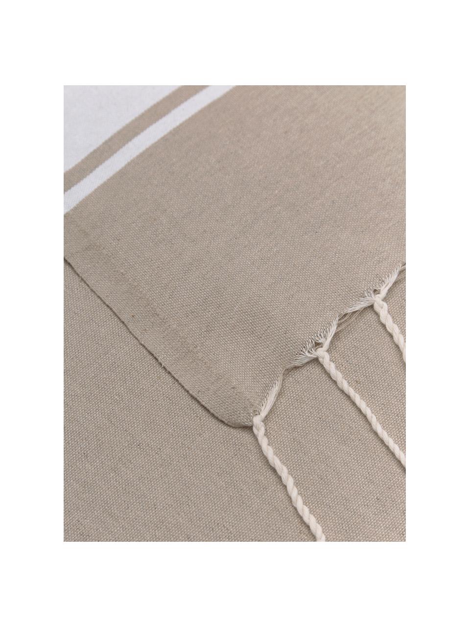 Hammam osuška so strapcami St Tropez, 100 % bavlna, Béžová, biela, Š 100 x D 200 cm