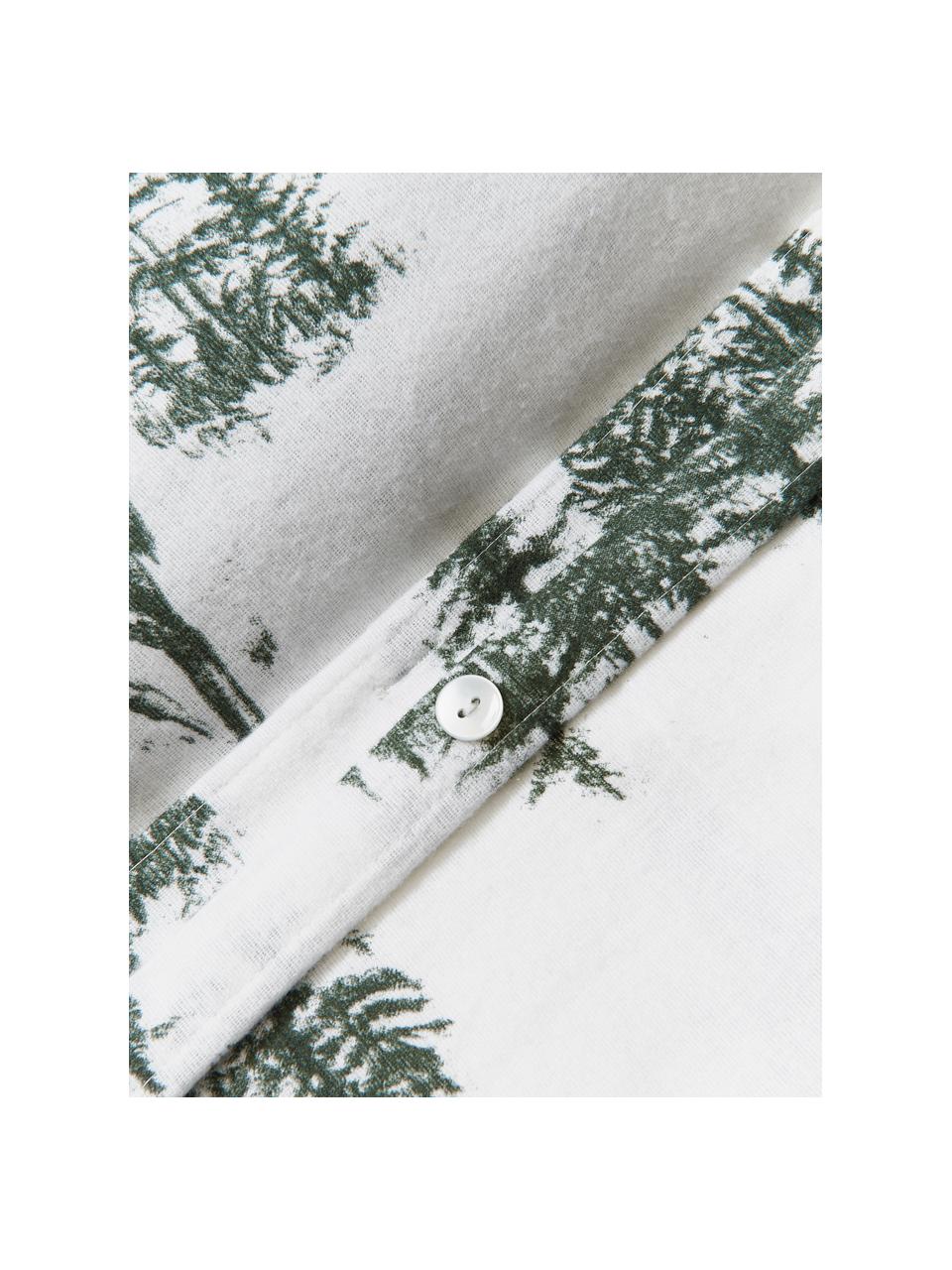 Funda de almohada de franela Nordic, Blanco, verde oscuro, Cama 180/200 cm (260 x 240 cm)