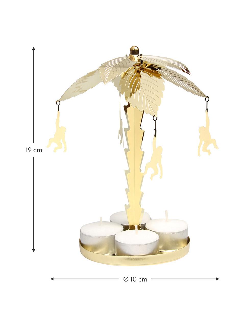 Waxinelichthouder Monkey-go-round, Gelakt aluminium, Messingkleurig, Ø 10 x H 19 cm