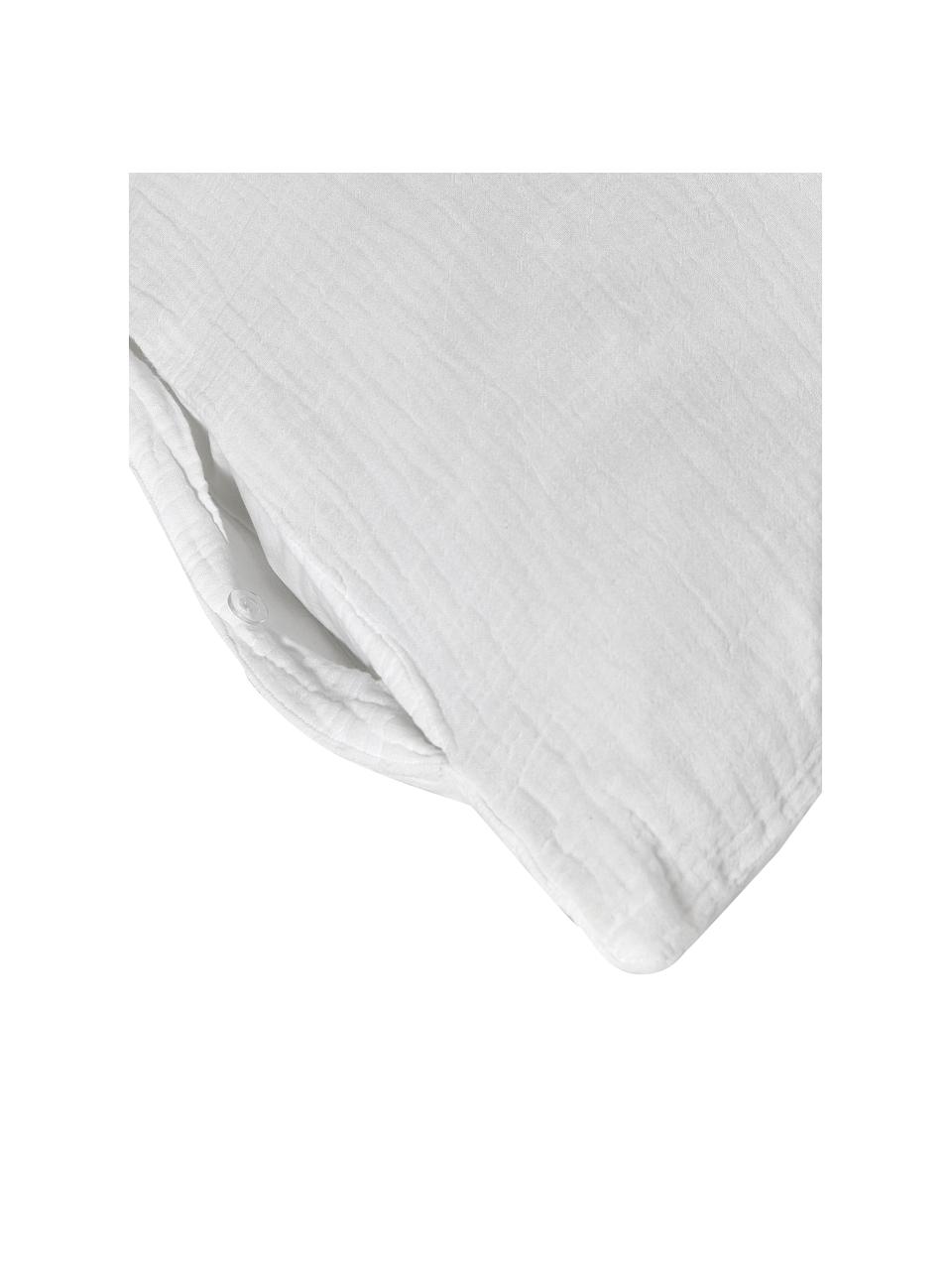 Pościel z muślinu bawełnianego Odile, Biały, 135 x 200 cm + 1 poduszka 80 x 80 cm