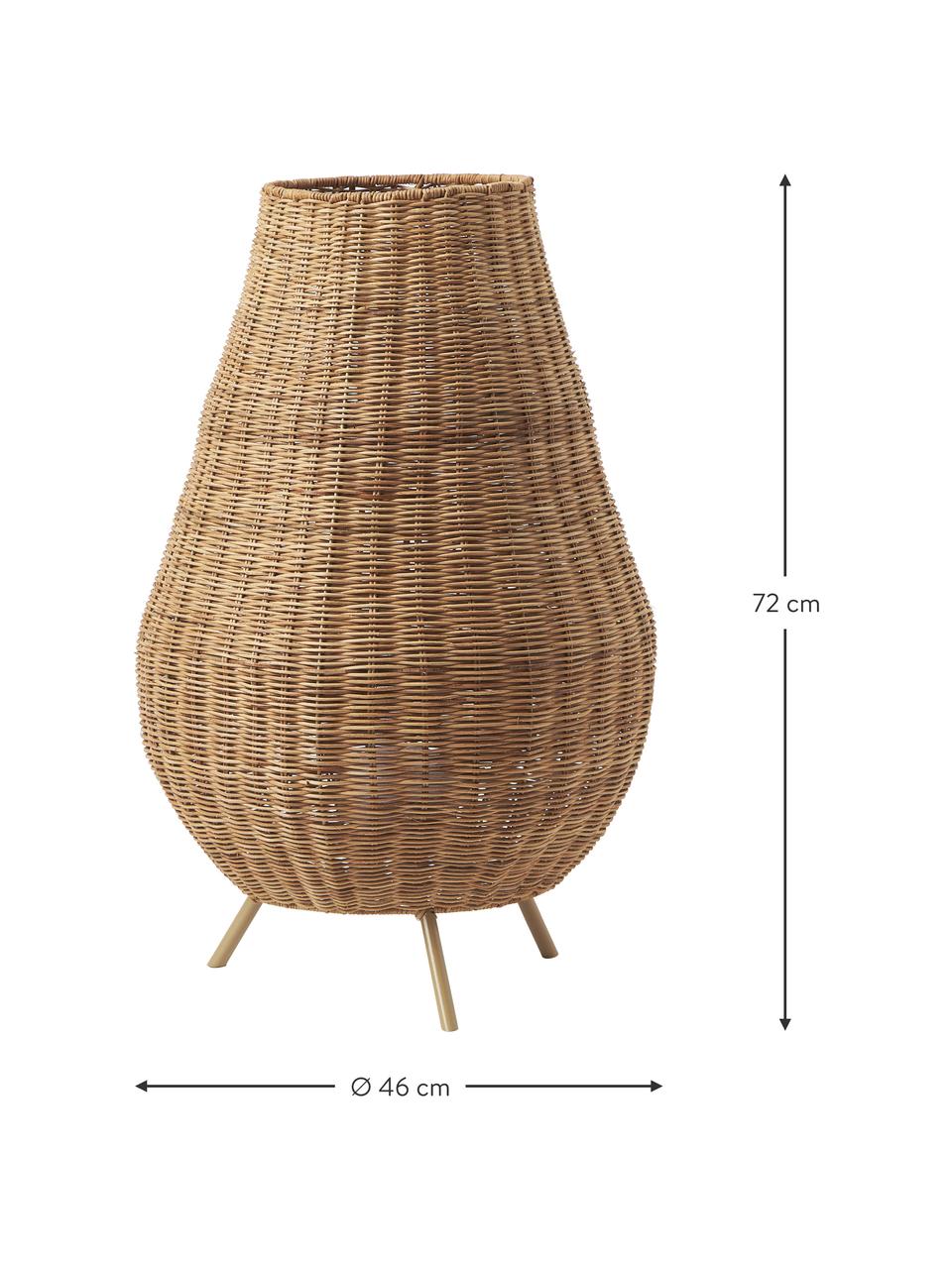 Přenosné stmívatelné exteriérové podlahové LED svítidlo s dálkovým ovládáním Saona, Přírodní vlákno, Hnědá, Ø 46 cm, V 72 cm