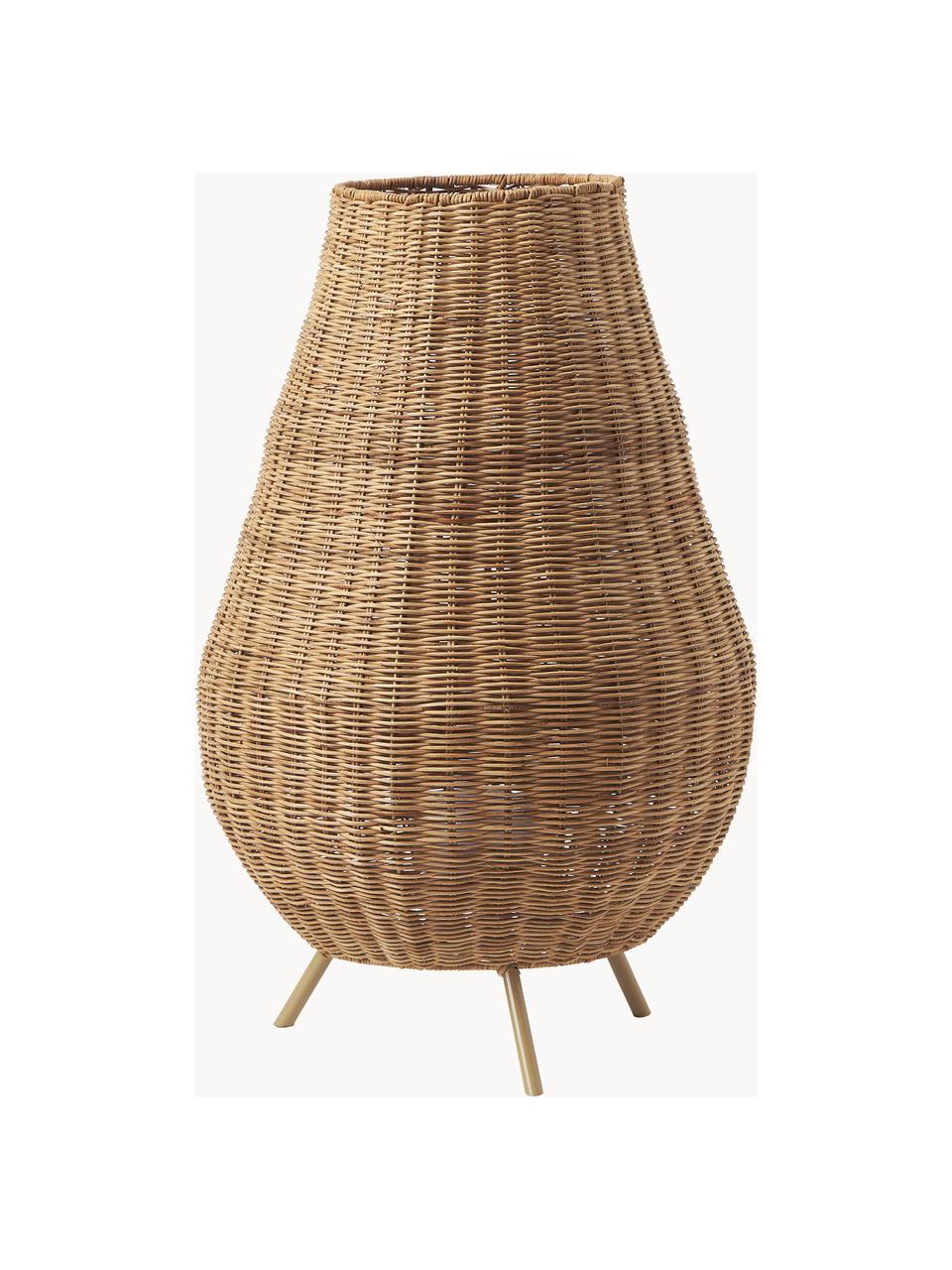 Lampada da terra portatile a LED dimmerabile con telecomando Saona, Fibra naturale, Rattan, Ø 46 x Alt. 72 cm