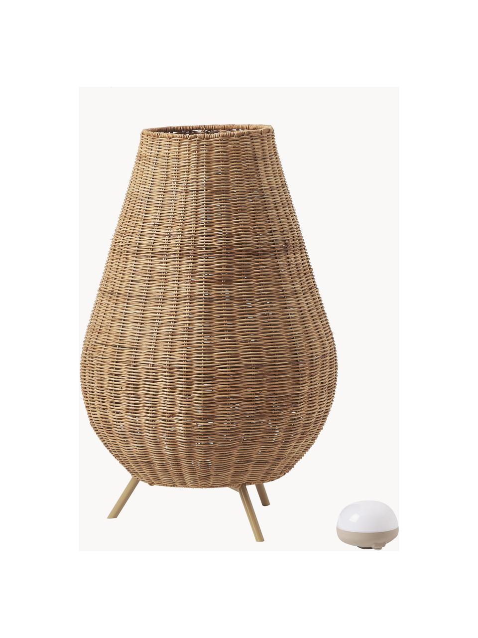 Lampada da terra portatile a LED dimmerabile con telecomando Saona, Fibra naturale, Rattan, Ø 46 x Alt. 72 cm