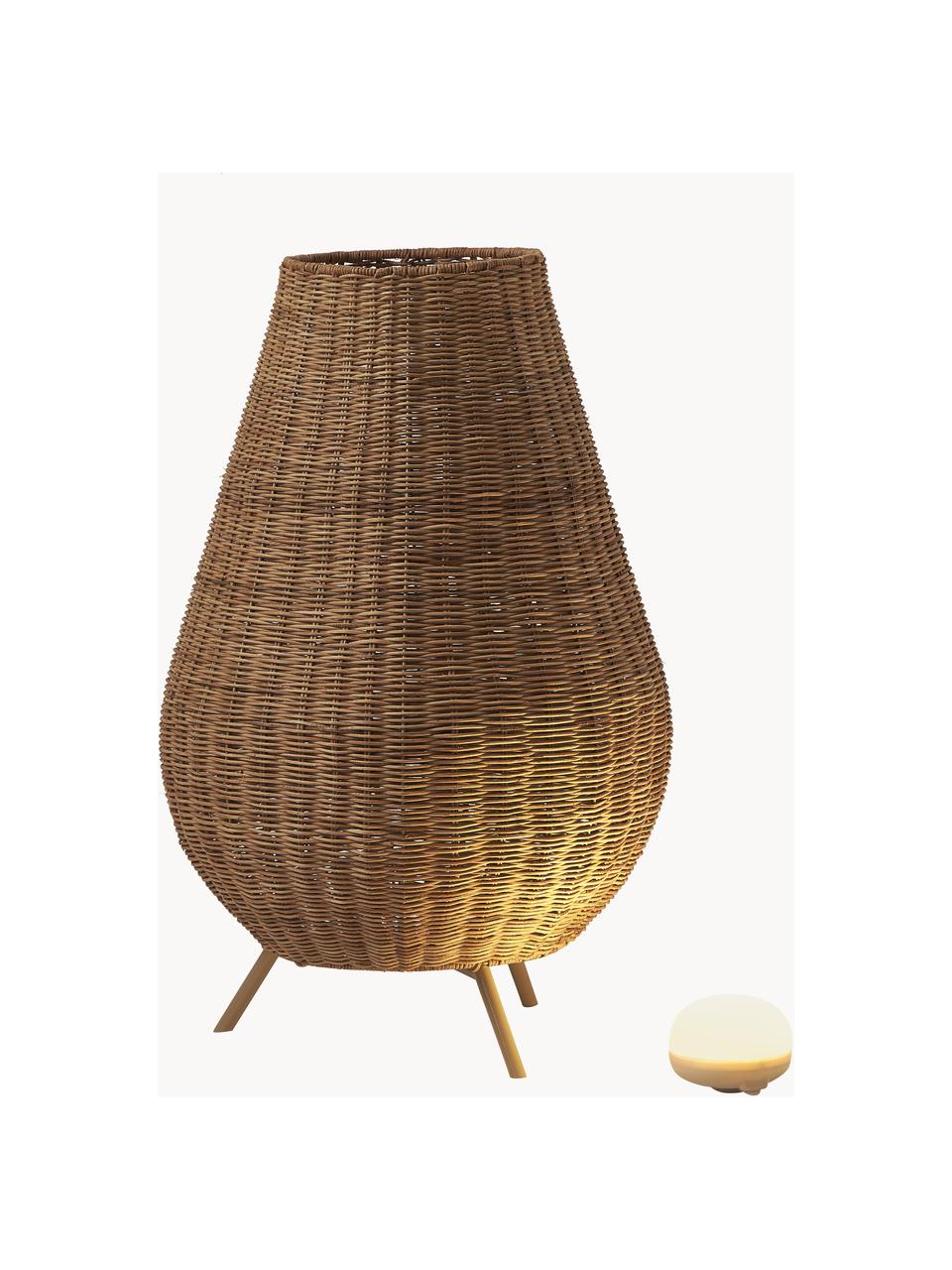 Lampada da terra portatile a LED dimmerabile con telecomando Saona, Fibra naturale, Rattan, Ø 46 x Alt. 72 cm