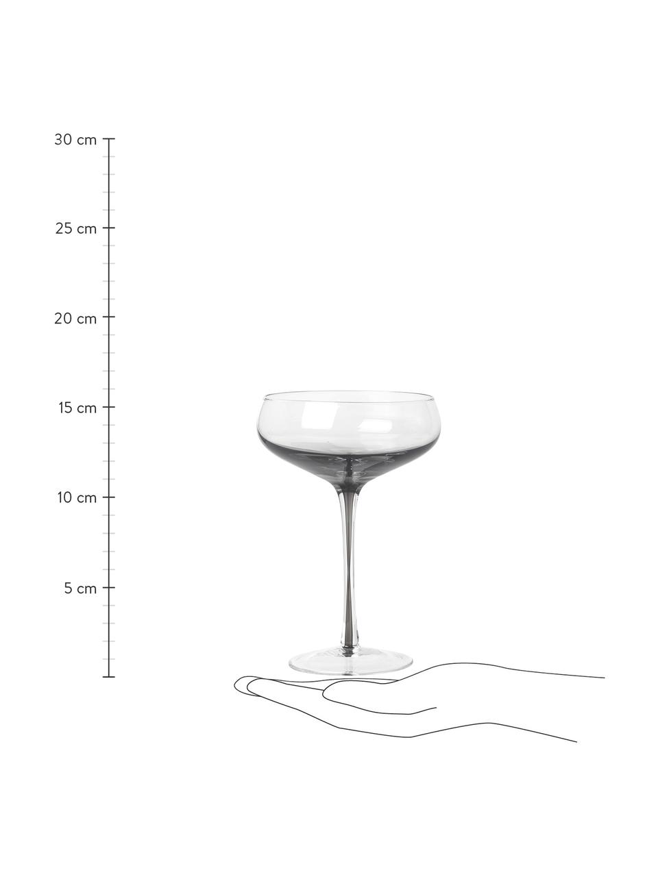 Kieliszek do szampana ze szkła dmuchanego Smoke, 4 szt., Szkło, Transparentny, przydymiony szary, Ø 11 x W 16 cm, 200 ml