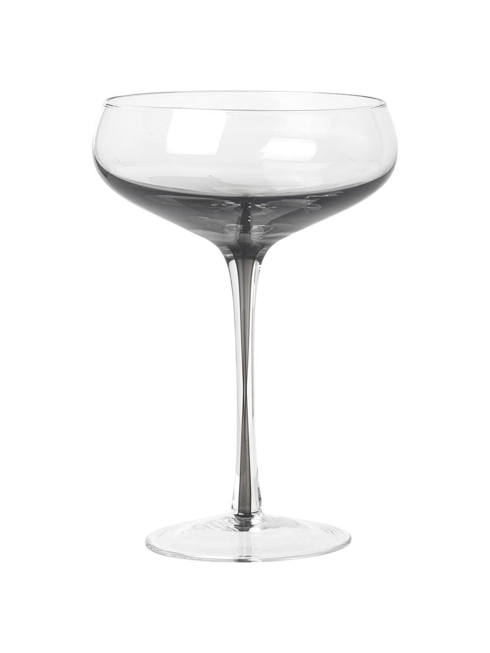Mundgeblasene Champagnerschalen Smoke mit grauem Farbverlauf, 4 Stück, Glas, Transparent, Rauchgrau, Ø 11 x H 16 cm, 200 ml