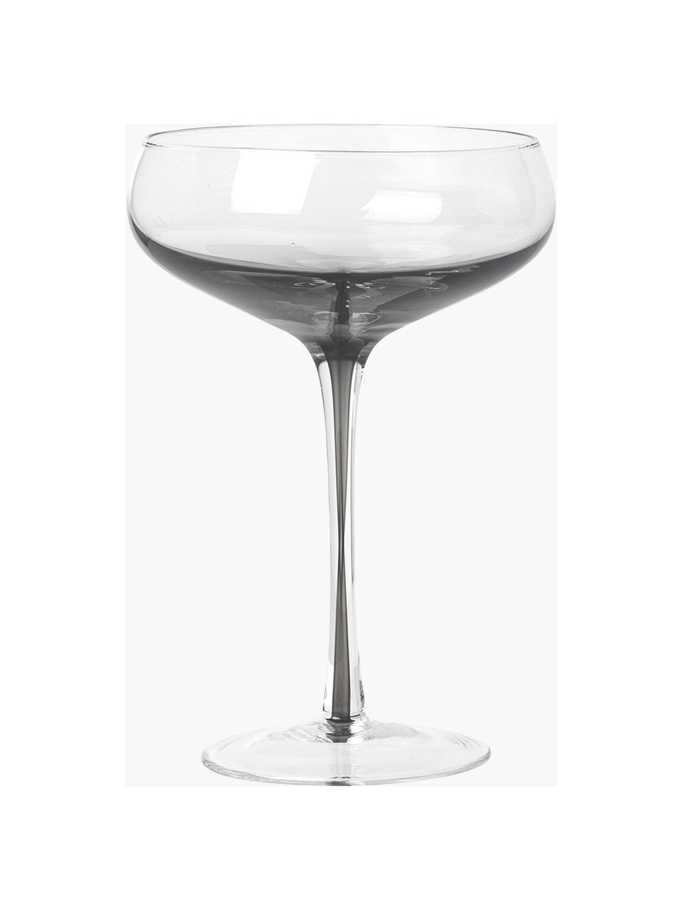 Ručně foukané sklenice na šampaňské s barevným přechodem Smoke, 4 ks, Sklo, Transparentní, šedá, Ø 11 cm, V 16 cm, 200 ml