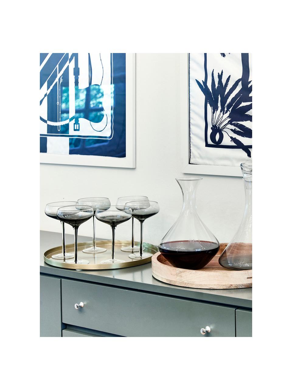 Ručně foukané sklenice na šampaňské s barevným přechodem Smoke, 4 ks, Sklo, Transparentní, šedá, Ø 11 cm, V 16 cm, 200 ml