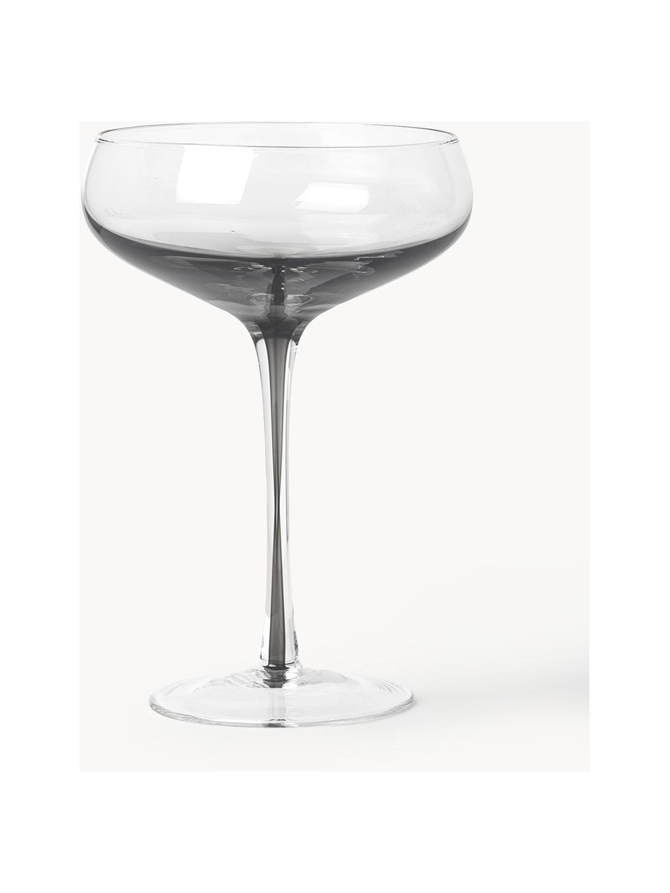 Mundgeblasene Champagnerschalen Smoke mit Farbverlauf, 4 Stück, Glas, Transparent, Grau, Ø 11 x H 16 cm, 200 ml