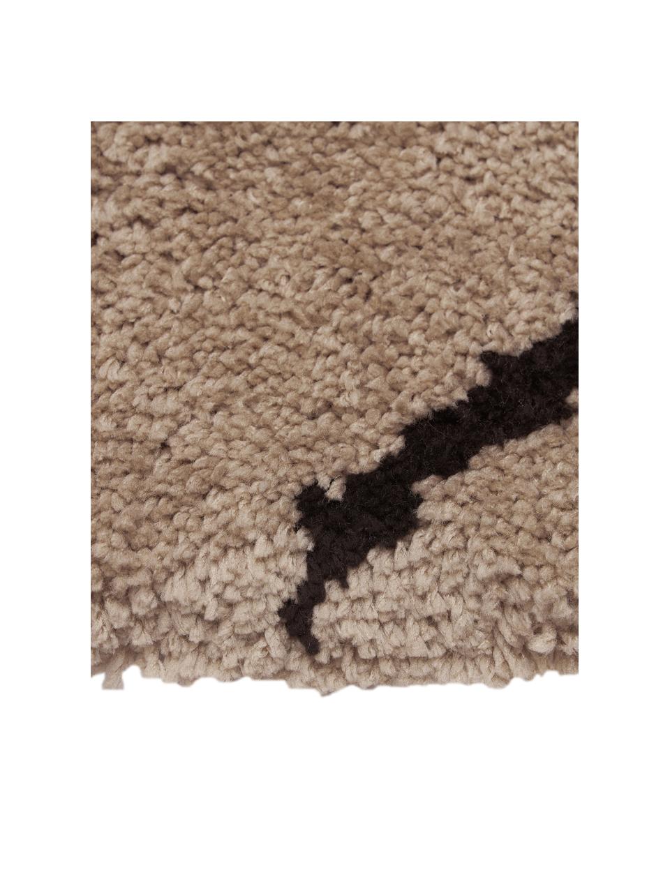 Handgetufteter Hochflor-Teppich Davin, Flor: 100% Polyester-Mikrofaser, Beige, Schwarz, B 160 x L 230 cm (Größe M)