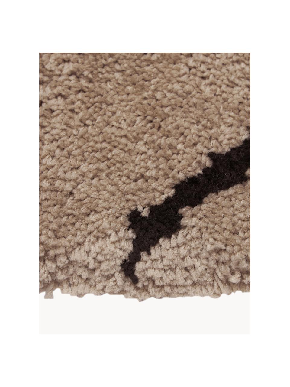 Handgetufteter Hochflor-Teppich Davin, Flor: 100% Polyester-Mikrofaser, Beige, Schwarz, B 160 x L 230 cm (Grösse M)