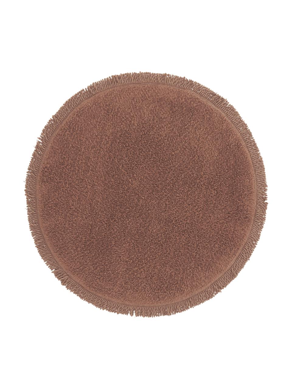 Okrúhly koberec do kúpeľne z bavlny Loose, 100 %  bavlna, Hnedá, Ø 70 cm