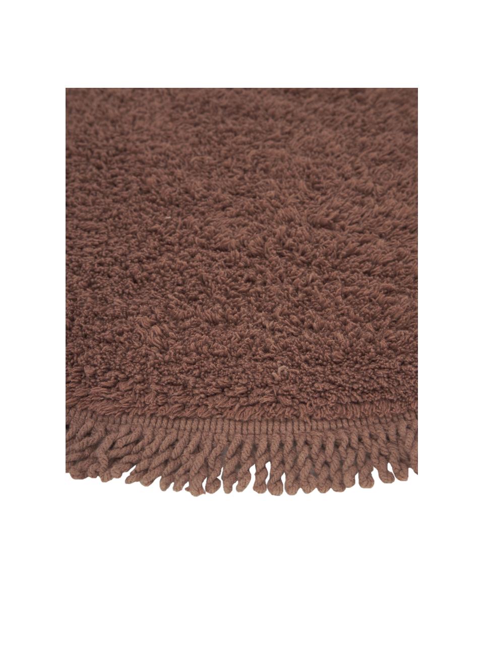 Tappeto bagno rotondo in cotone marrone Loose, 100% cotone, Marrone, Ø 70 cm