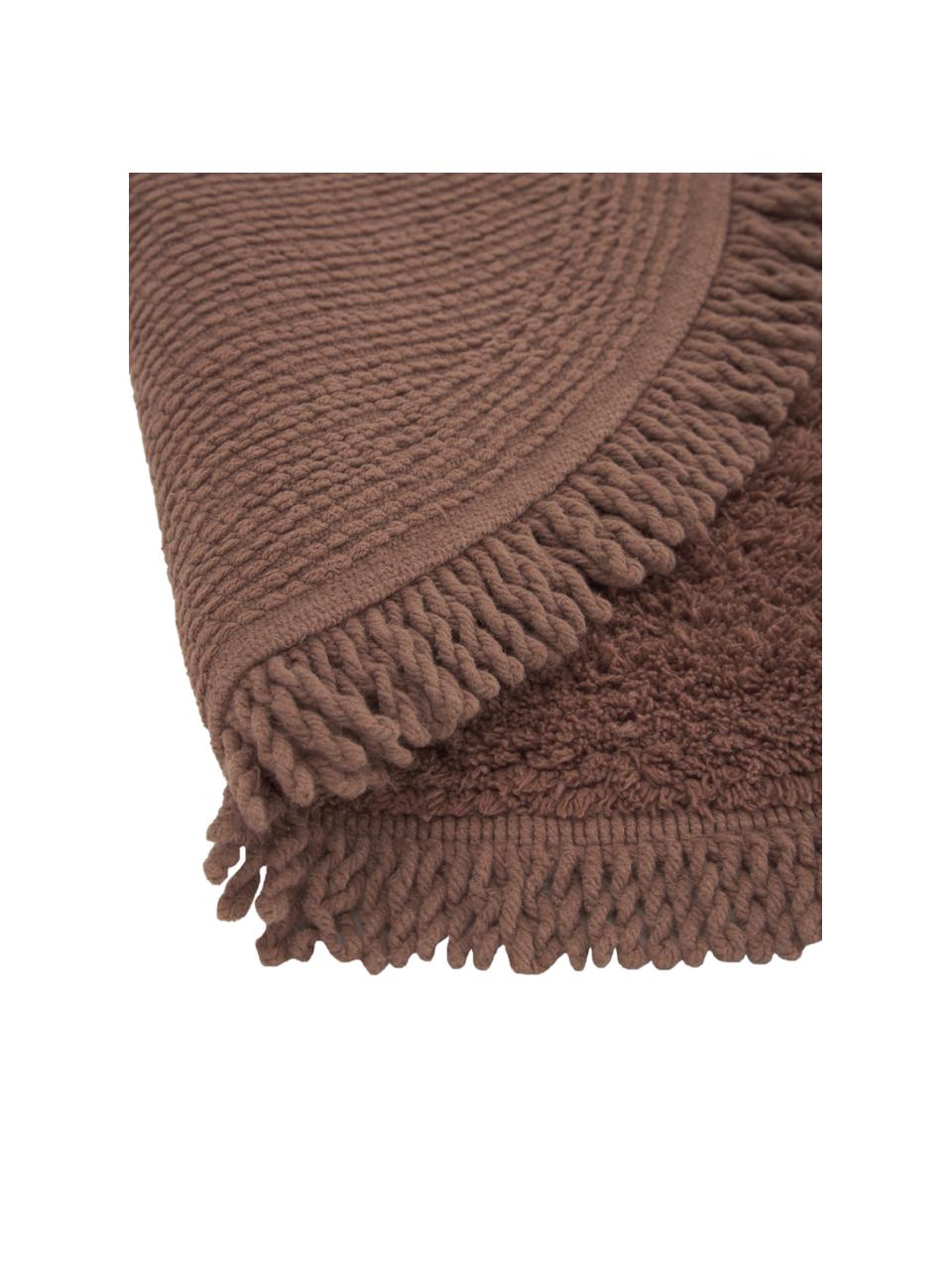 Runder Badvorleger Loose aus Baumwolle in Braun, 100 % Baumwolle, Braun, Ø 70 cm