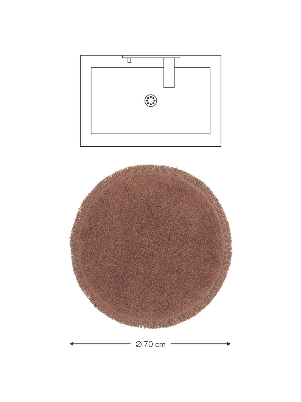 Ronde badmat Loose van biokatoen in bruin, 100% katoen, Bruin, Ø 70 cm