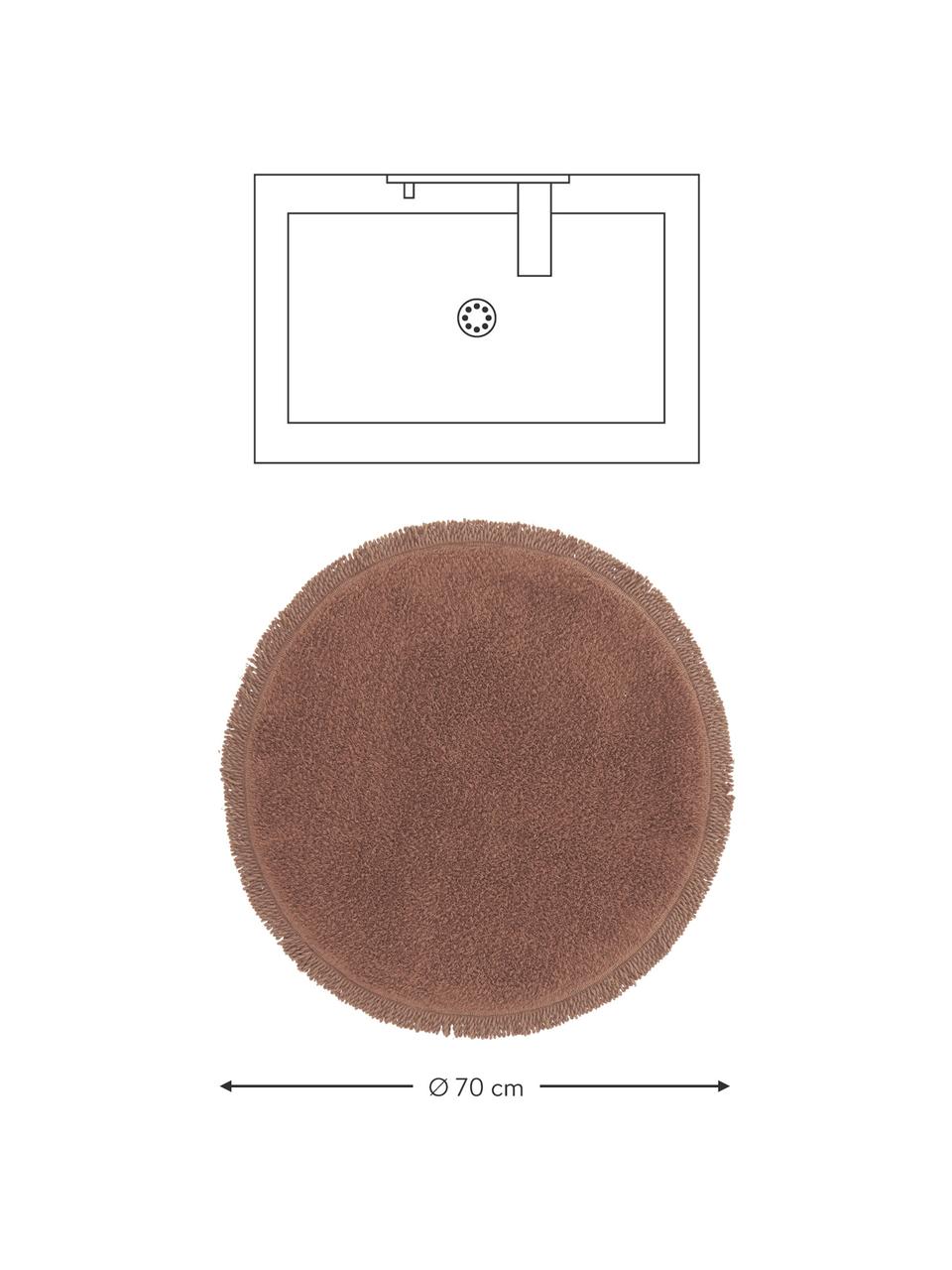 Tapis de bain rond coton brun Loose, 100 % coton, Brun, Ø 70 cm
