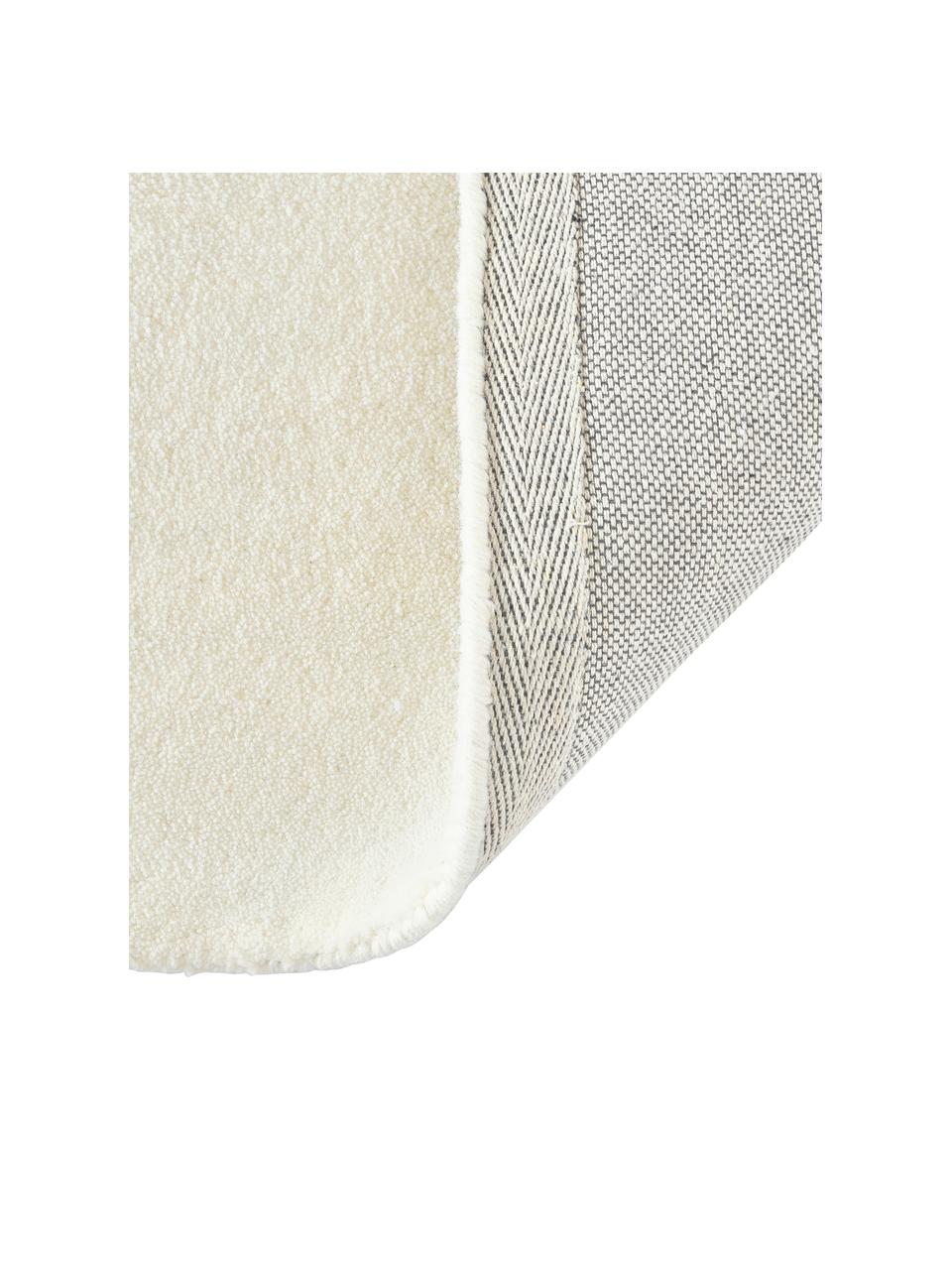 Handgetuft kortpolig wollen vloerkleed Jadie, Bovenzijde: 100% wol, RWS-gecertifice, Crèmewit, B 80 x L 150 cm (maat XS)
