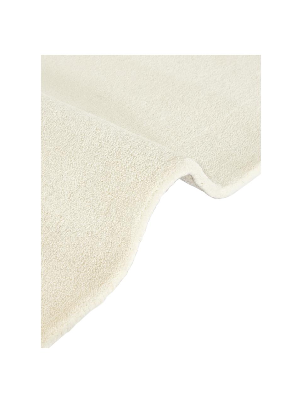 Ručně všívaný vlněný koberec s nízkým vlasem Jadie, Krémově bílá, Š 80 cm, D 150 cm (velikost XS)