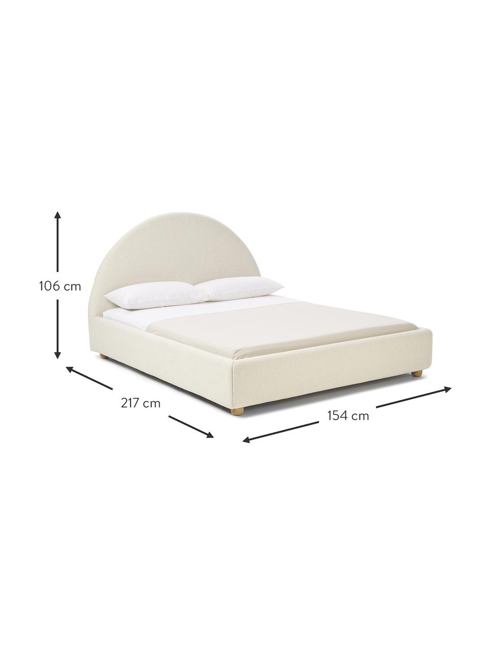 Letto imbottito Ebba, Rivestimento: 100% polipropilene Con 23, Piedini: legno di pino massiccio, Tessuto beige chiaro, Larg. 140 x Lung. 200 cm