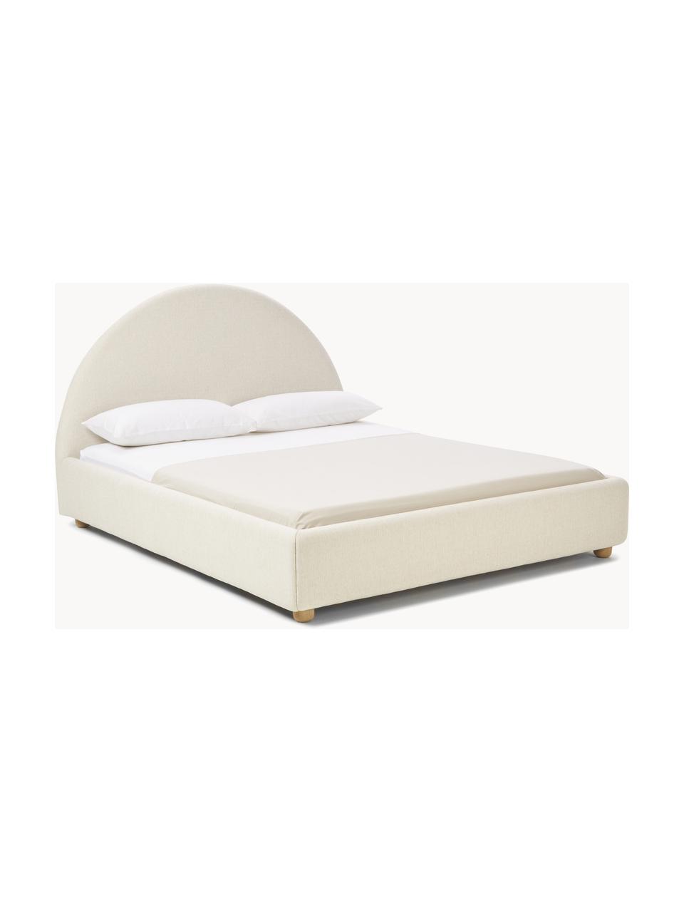 Gestoffeerd bed Ebba, Bekleding: 100% polypropyleen Met 23, Frame: massief grenenhout en pla, Poten: massief grenenhout Dit pr, Geweven stof lichtbeige, B 140 x L 200 cm