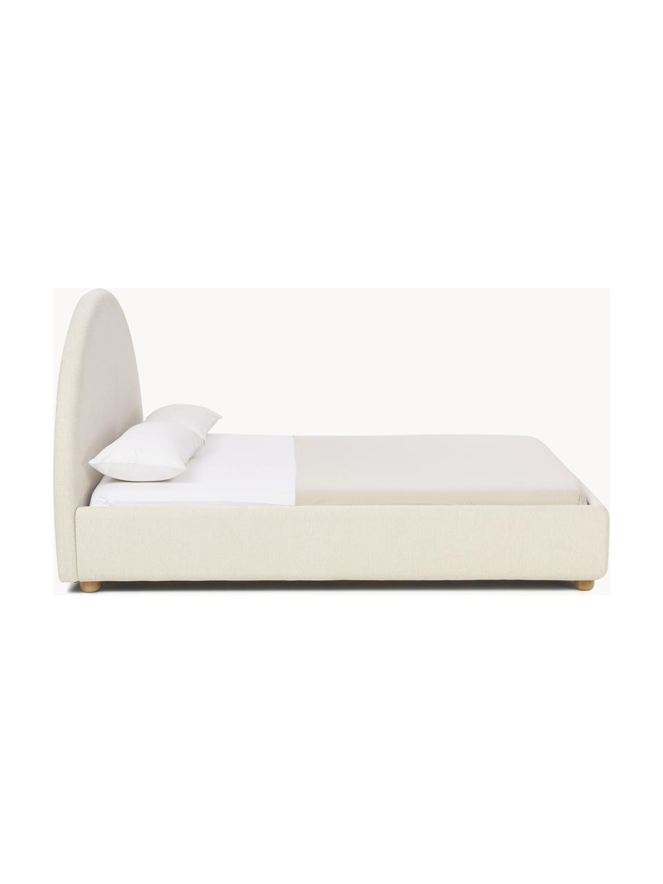 Gestoffeerd bed Ebba, Bekleding: 100% polypropyleen Met 23, Frame: massief grenenhout en pla, Poten: massief grenenhout Dit pr, Geweven stof lichtbeige, B 140 x L 200 cm