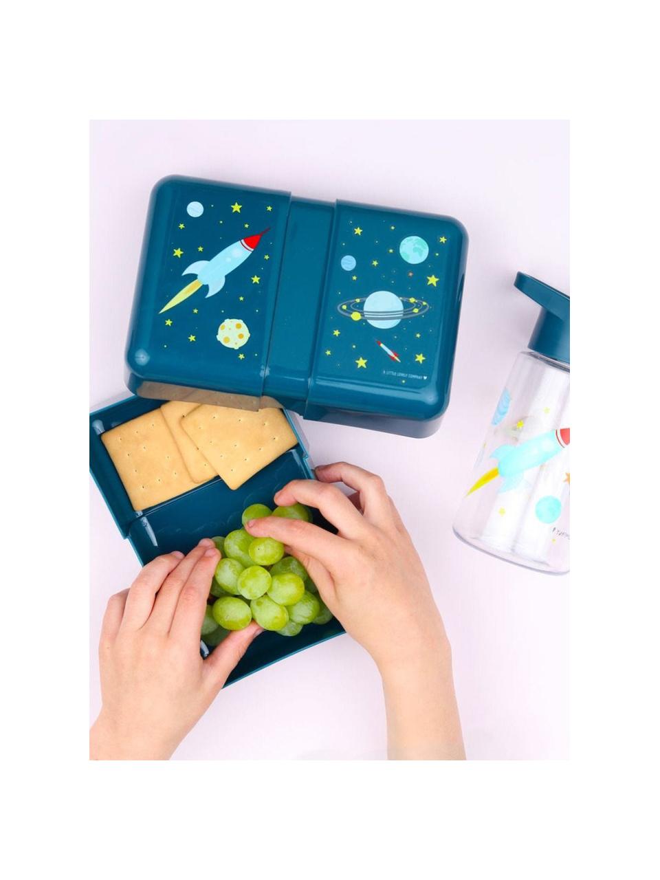 Lunch box Space, Materiale sintetico, Blu scuro, multicolore, Larg. 18 x Alt. 6 cm