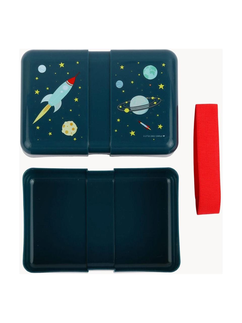 Lunchtrommel Space, Kunststof, Donkerblauw, meerkleurig, B 18 x H 6 cm