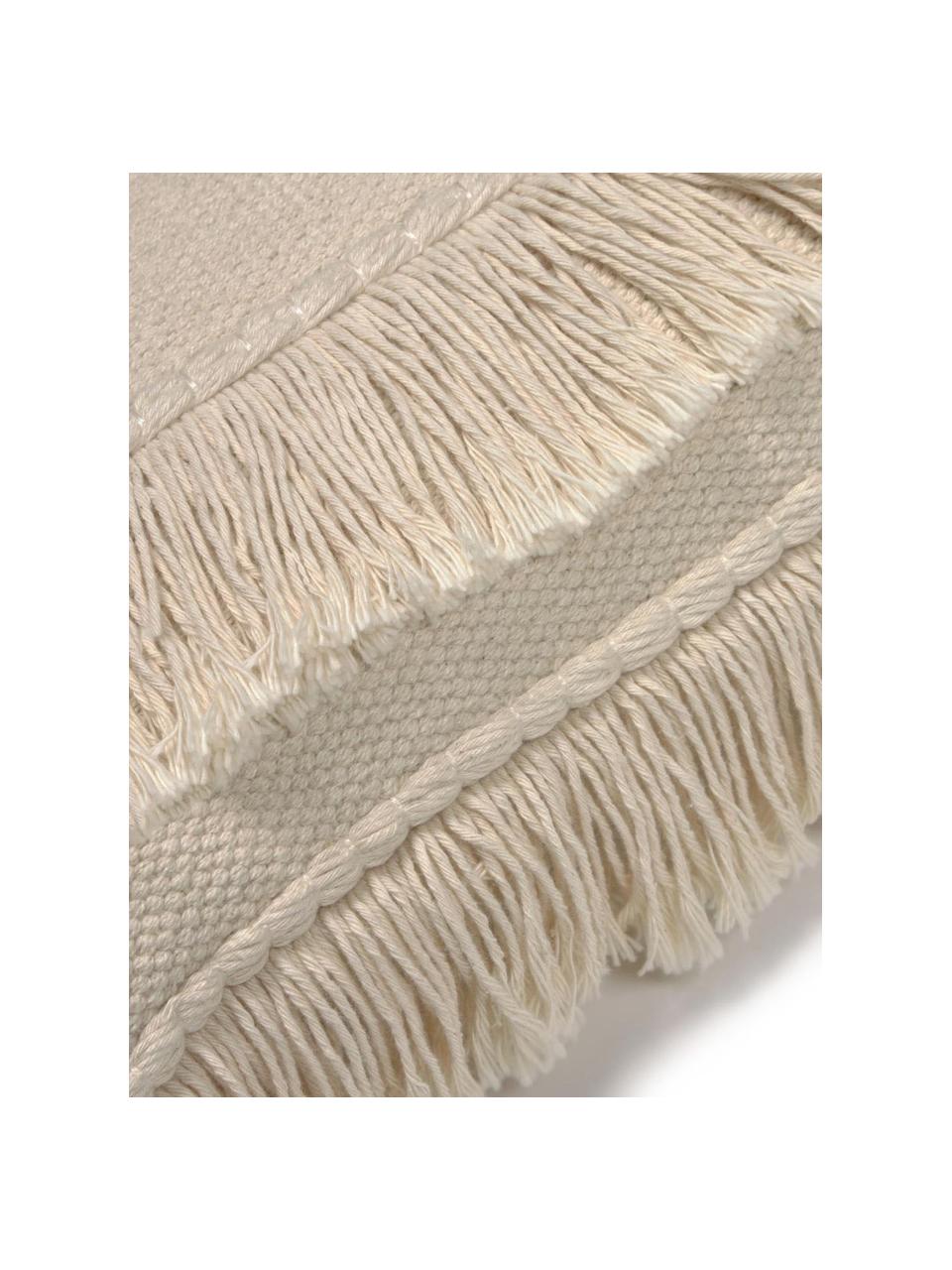 Federa arredo boho con frange Edelma, 100% cotone, Beige, Larg. 45 x Lung. 45 cm