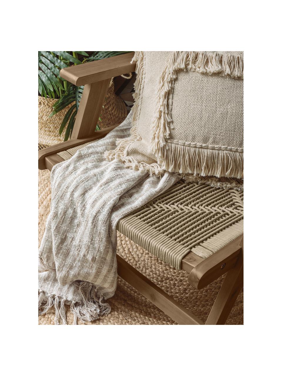 Federa arredo boho con frange Edelma, 100% cotone, Beige, Larg. 45 x Lung. 45 cm