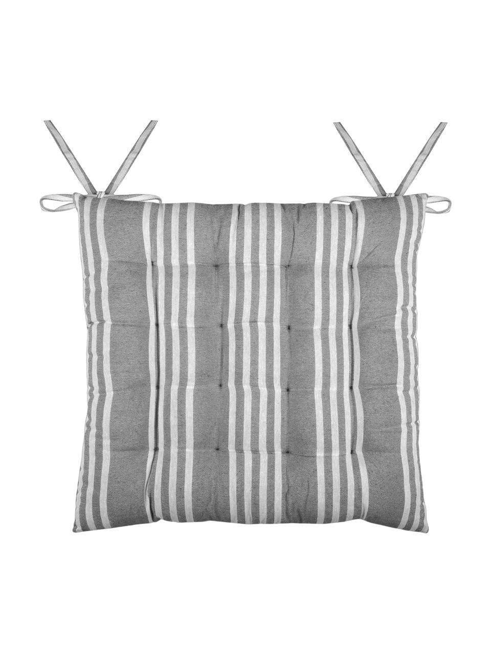 Poduszka na krzesło Mandelieu, Mieszanka bawełny, Ciemny szary, biały, S 40 x D 40 cm