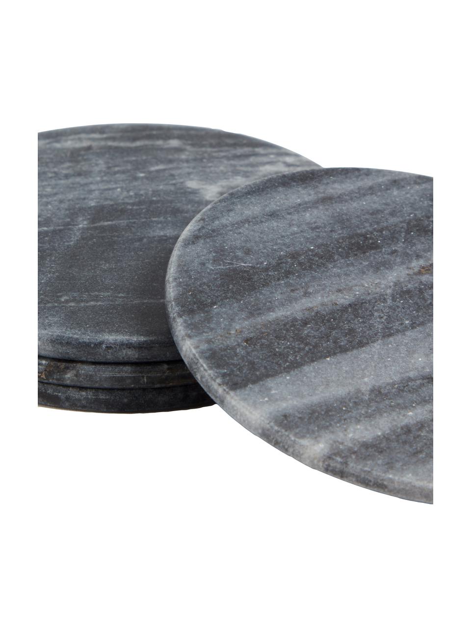 Marmor-Untersetzer Tressa, 4 Stück, Marmor, Grautöne, marmoriert, Ø 10 x H 1 cm
