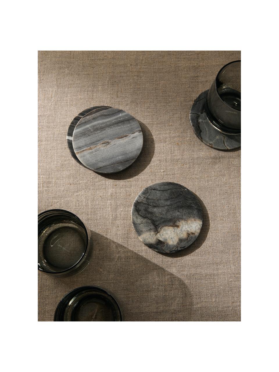 Marmor-Untersetzer Tressa in Grau, 4 Stück, Marmor, Grau, marmoriert, Ø 10 x H 1 cm