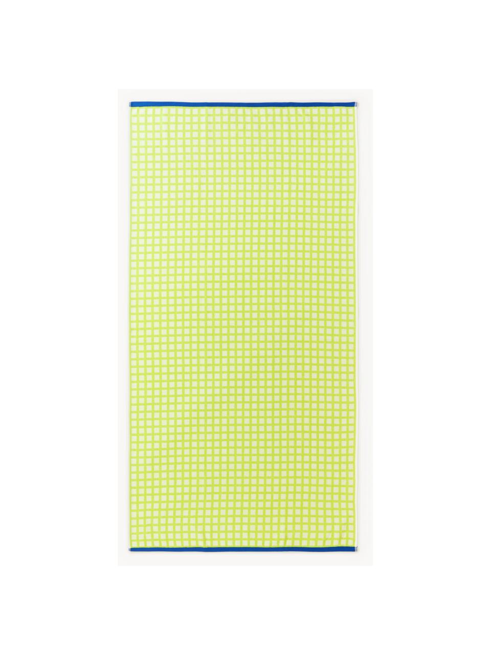 Fouta en coton Fancy, Vert clair, blanc, bleu foncé, larg. 90 x long. 170 cm