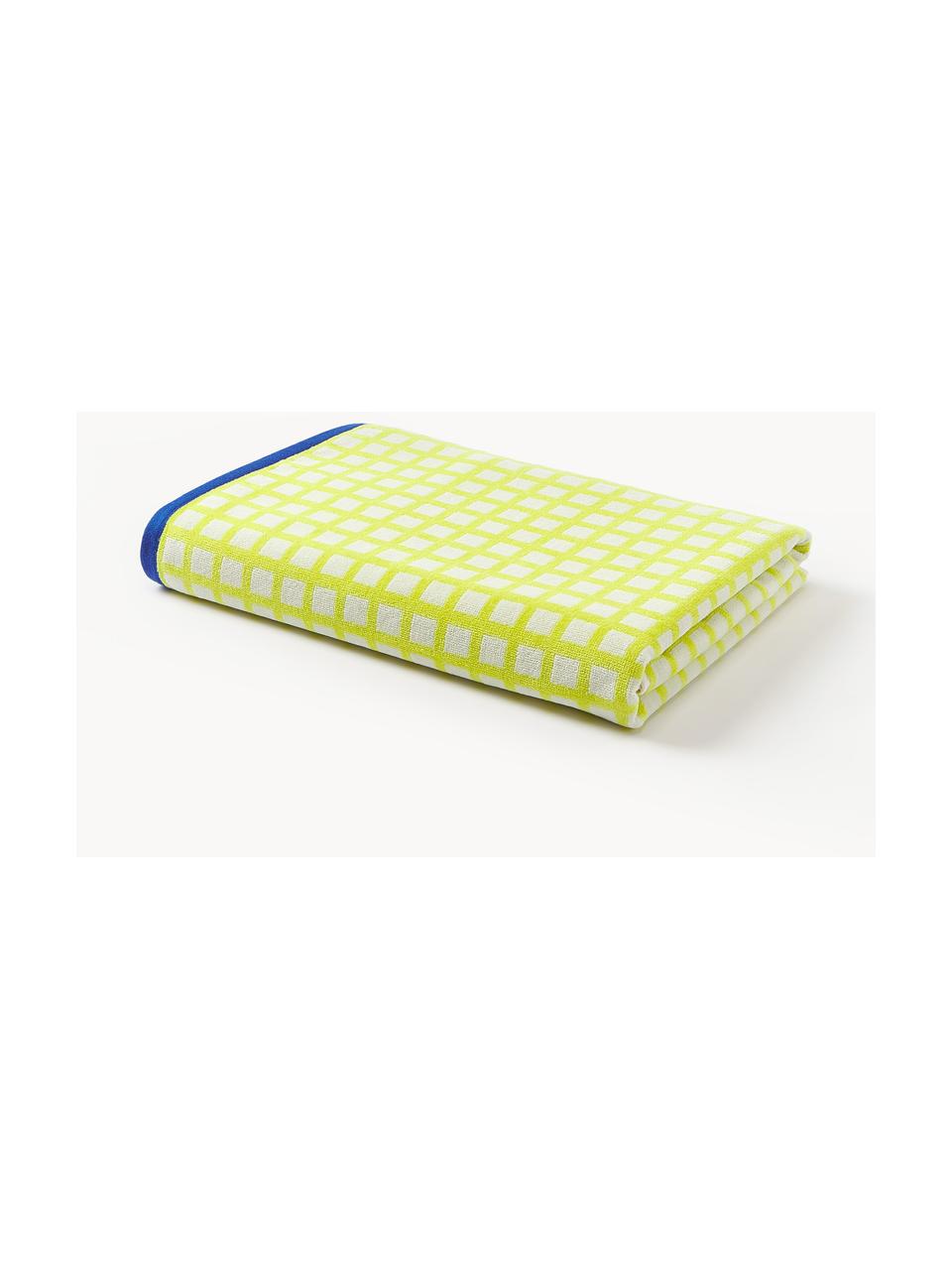 Fouta en coton Fancy, Vert clair, blanc, bleu foncé, larg. 90 x long. 170 cm