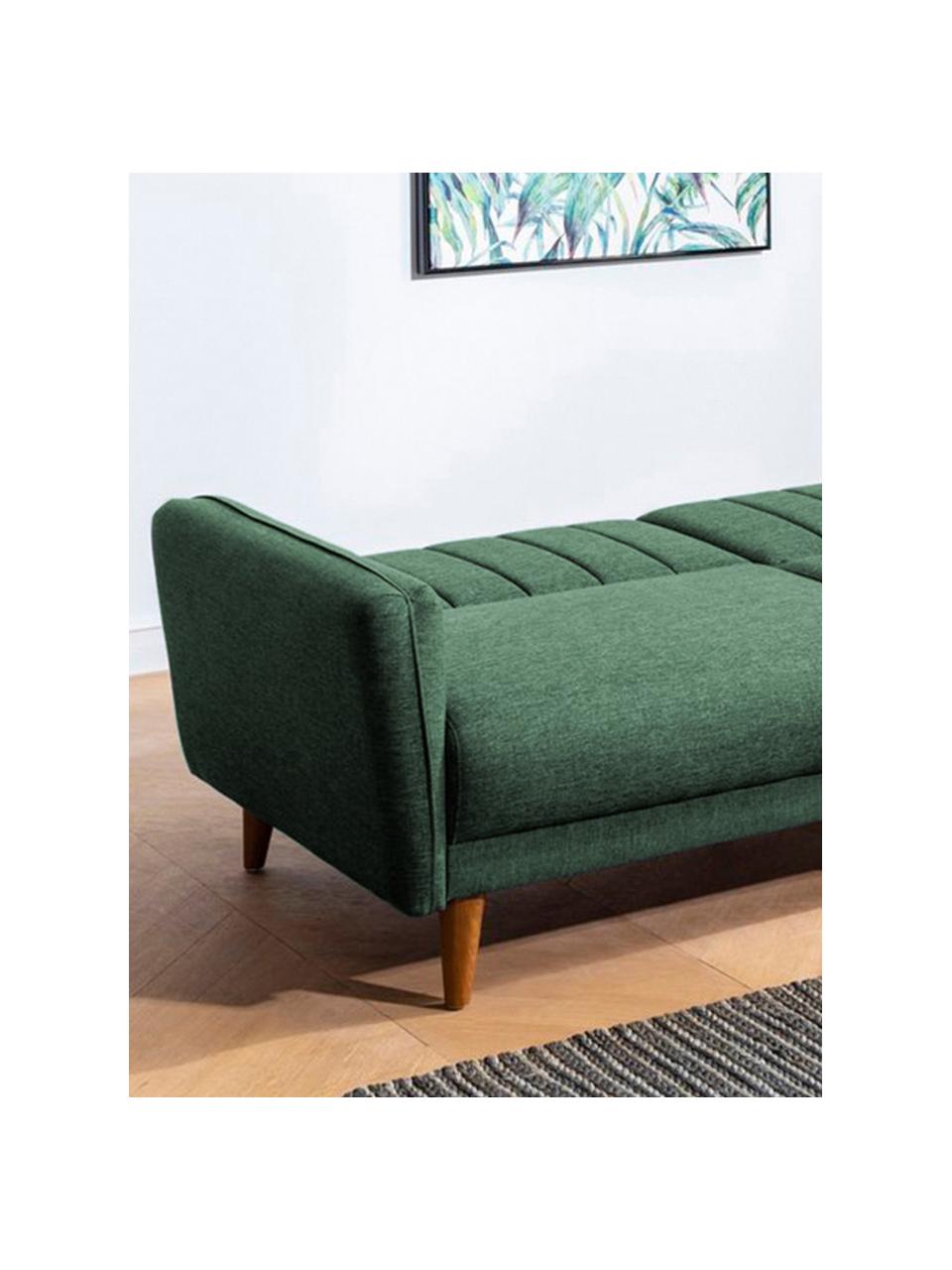 Sofa rozkładana Aqua (3-osobowa), Tapicerka: len, Stelaż: drewno rogowe, metal, Nogi: drewno naturalne, Zielony, S 202 x G 85 cm