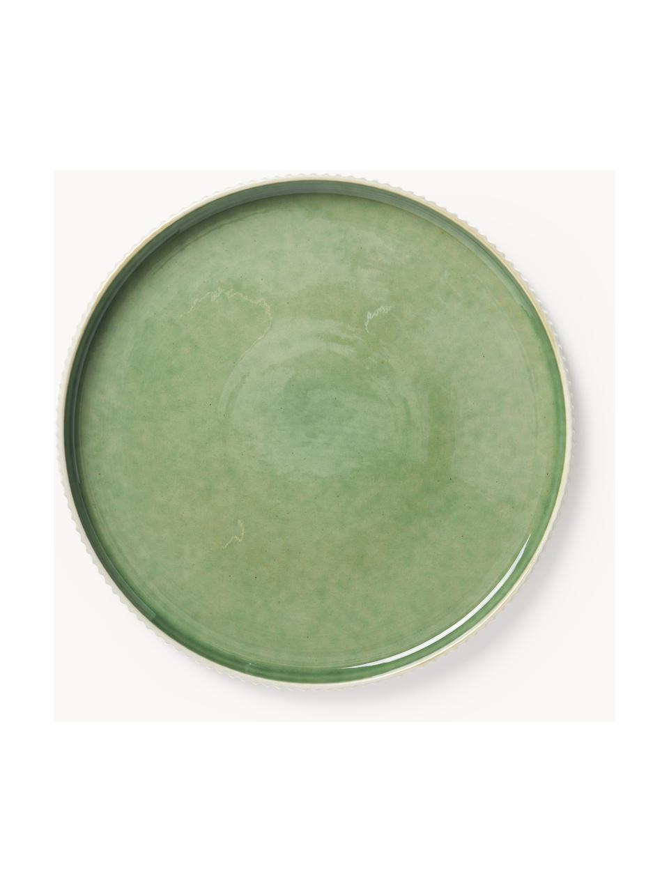 Assiettes plates Bora, 4 pièces, Grès, émaillé, Vert clair, beige clair, Ø 27 cm