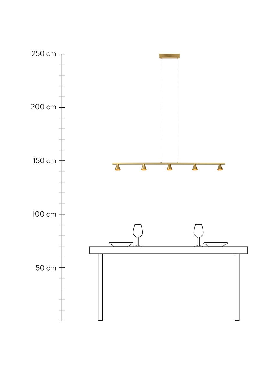 Große LED-Pendelleuchte Delano, Baldachin: Aluminium, Messingfarben, matt, 118 x 6 cm